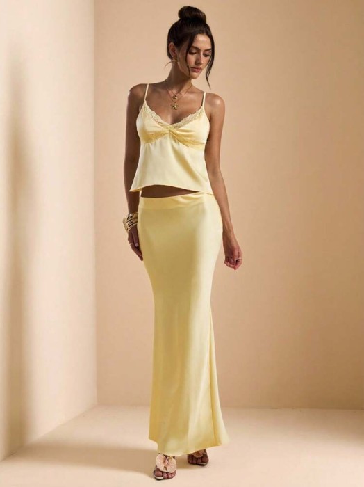 Masełkowy komplet satynowy (S)