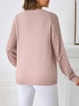 Pudrowy luźny sweter v neck (XS)