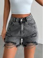Szare szorty jeansowe dziury (S)