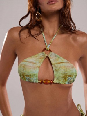 Wzorzysty wiązany top kąpielowy (L)