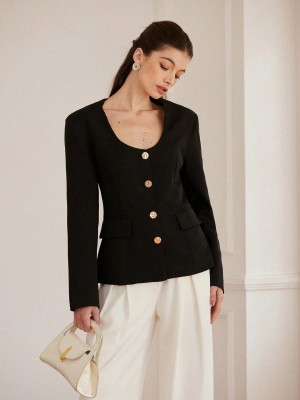 Czarna marynarka kieszenie (M)