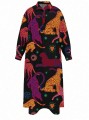 Czarna sukienka midi wzór (3XL)