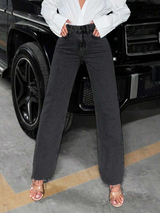 Czarne proste jeansy (M)