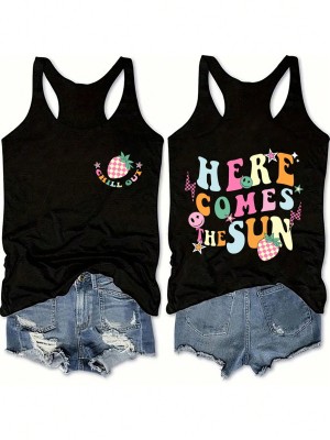 Czarny top bokserka nadruk (L)