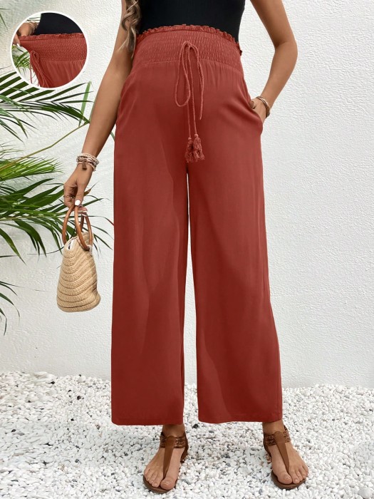 Brązowe proste spodnie (M)