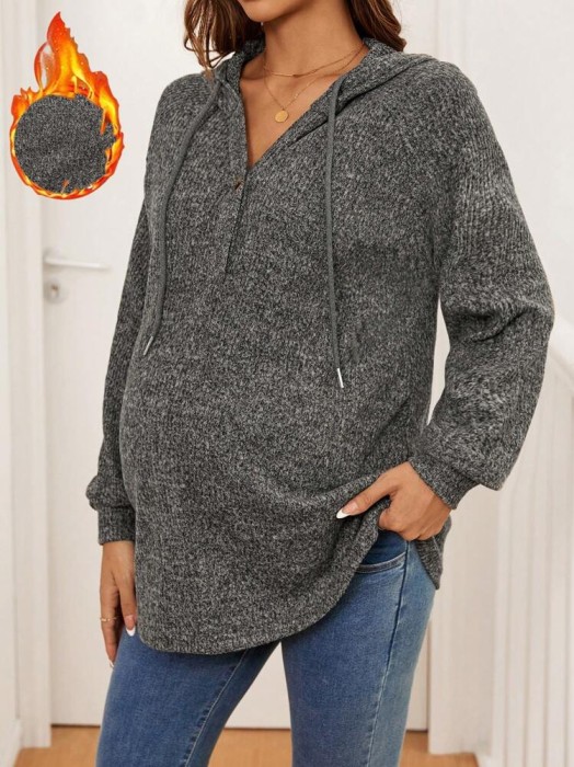 Prążkowana szara bluza kaptur (M)