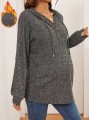 Prążkowana szara bluza kaptur (M)
