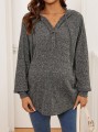 Prążkowana szara bluza kaptur (M)
