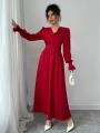 Czerwona sukienka długie rękawy (XL)