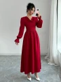 Czerwona sukienka długie rękawy (XL)