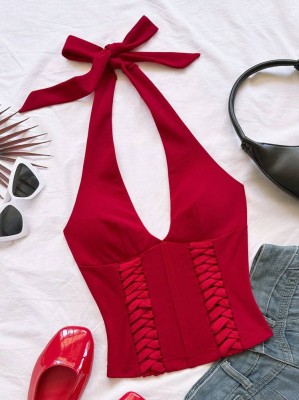 Czerwony top zamek wiązanie (M)