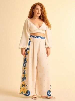 Proste spodnie wysoki stan wzór (1XL)