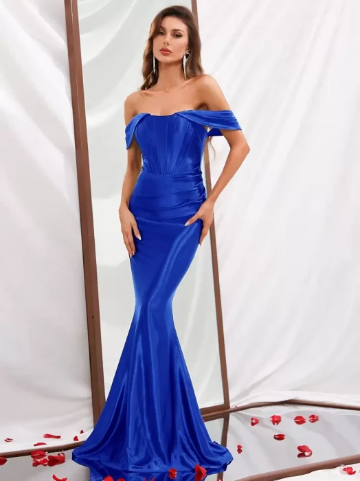 Kobaltowa suknia maxi (M)