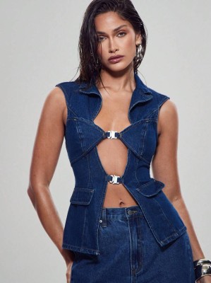 Jeansowy top cut out (S)