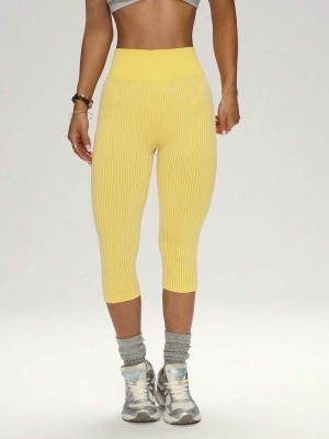 Żółte legginsy paski (S)