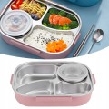 Różowy lunch box termiczny sztućce