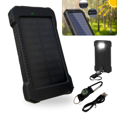 Czarny solarny powerbank kompas