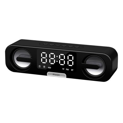 Czarny głośnik bluetooth zegar