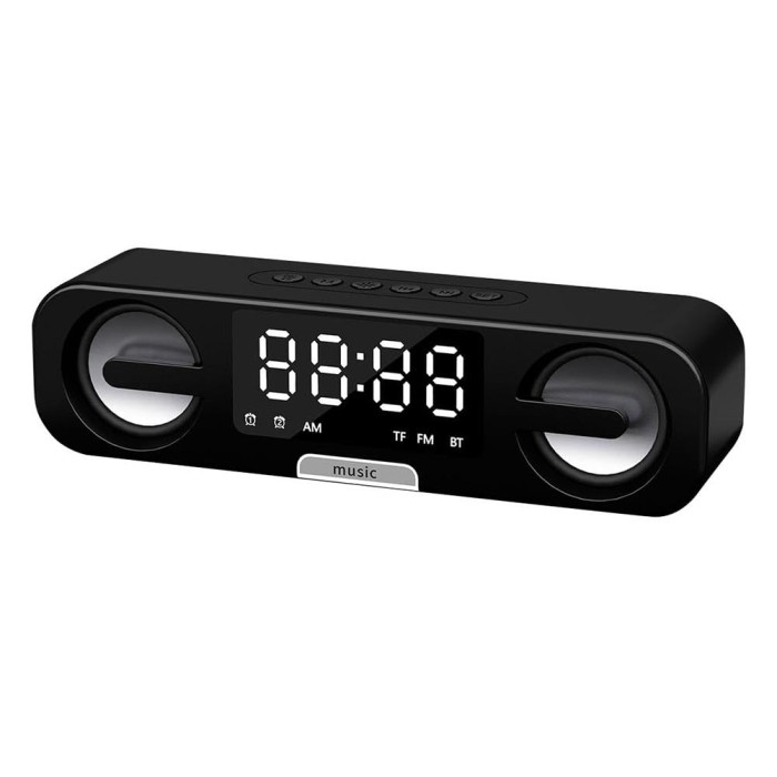 Czarny głośnik bluetooth zegar
