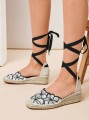 Kolorowe espadryle koturna kwiaty (40)