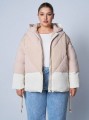 Beżowa puchowa kurtka kaptur (2XL)