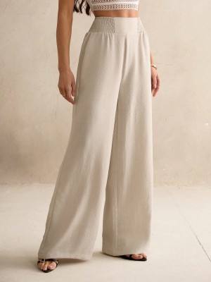 Beżowe proste spodnie (S)