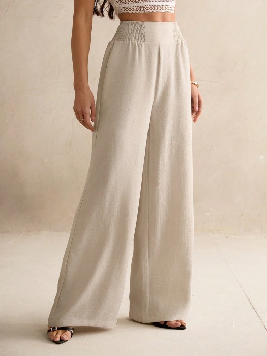 Beżowe proste spodnie (S)