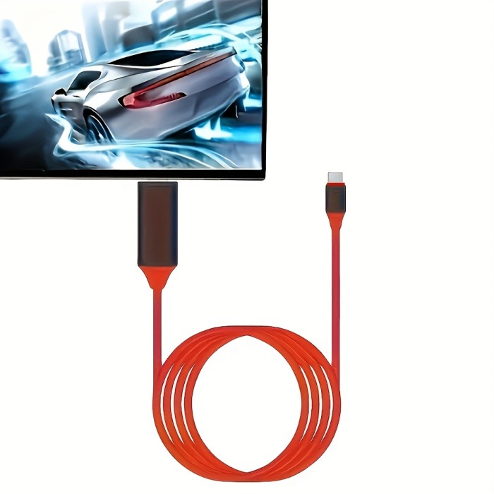 Czerwony kabel USB Typ-C do HDMI