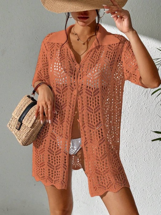 Brązowa plażowa narzutka (S)