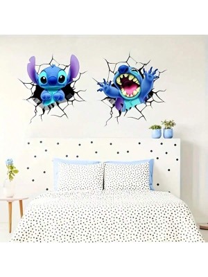 Biała mała naklejka Stitch