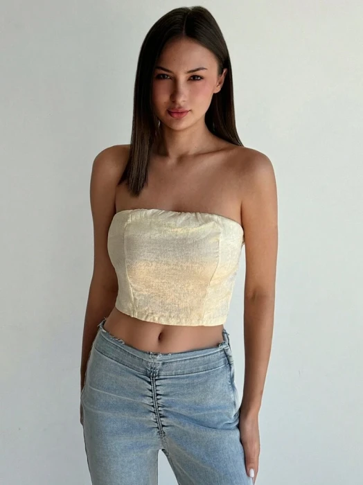 Metaliczny top tuba zamek (M)