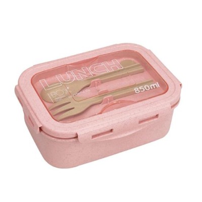 Różowy lunch box sztućce