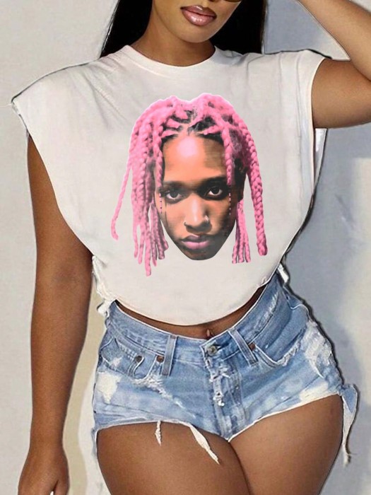 Biała koszulka oversize nadruk (XS)