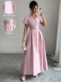 Różowa maxi sukienka pasek (2XL)