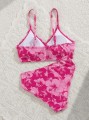 Różowe bikini dwuczęściowe kwiaty (12L)