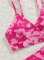 Różowe bikini dwuczęściowe kwiaty (12L)