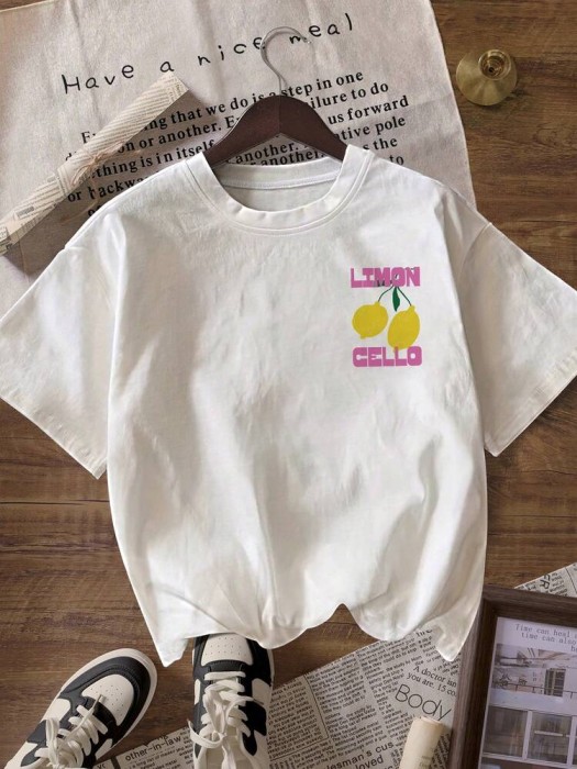 Biały t-shirt nadruk (S)