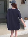 Granatowy t-shirt oversize kokardy (L)