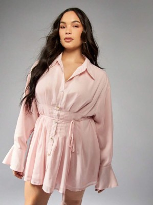 Koszulowa sukienka mini pasek (0XL)