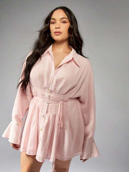 Koszulowa sukienka mini pasek (0XL)