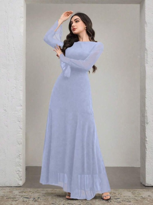 Niebieska szyfonowa sukienka (XS)