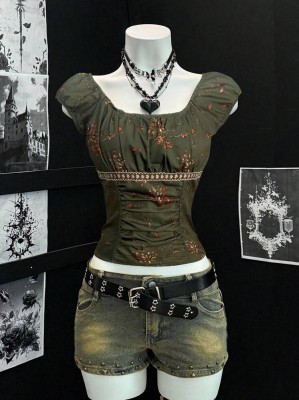 Khaki top wzór (S)