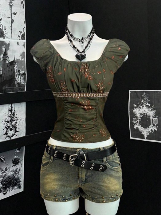 Khaki top wzór (S)