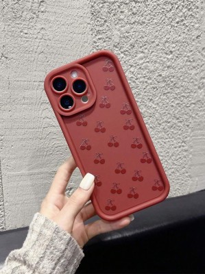 Bordowe etui wiśnie iPhone 12