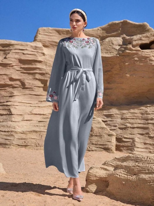 Szara sukienka maxi pasek (XL)