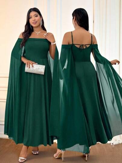 Zielona sukienka odkryte ramiona (2XL)