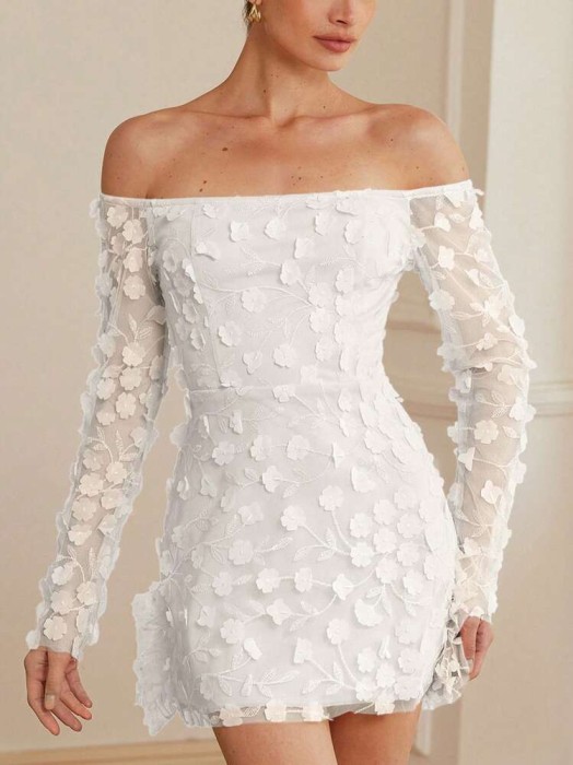 Biała sukienka mini off shoulder (S)
