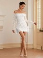 Biała sukienka mini off shoulder (S)