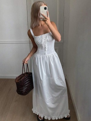 Biała maxi sukienka ramiączka (M)