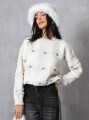 Klasyczny sweter ecru kwiaty (M)